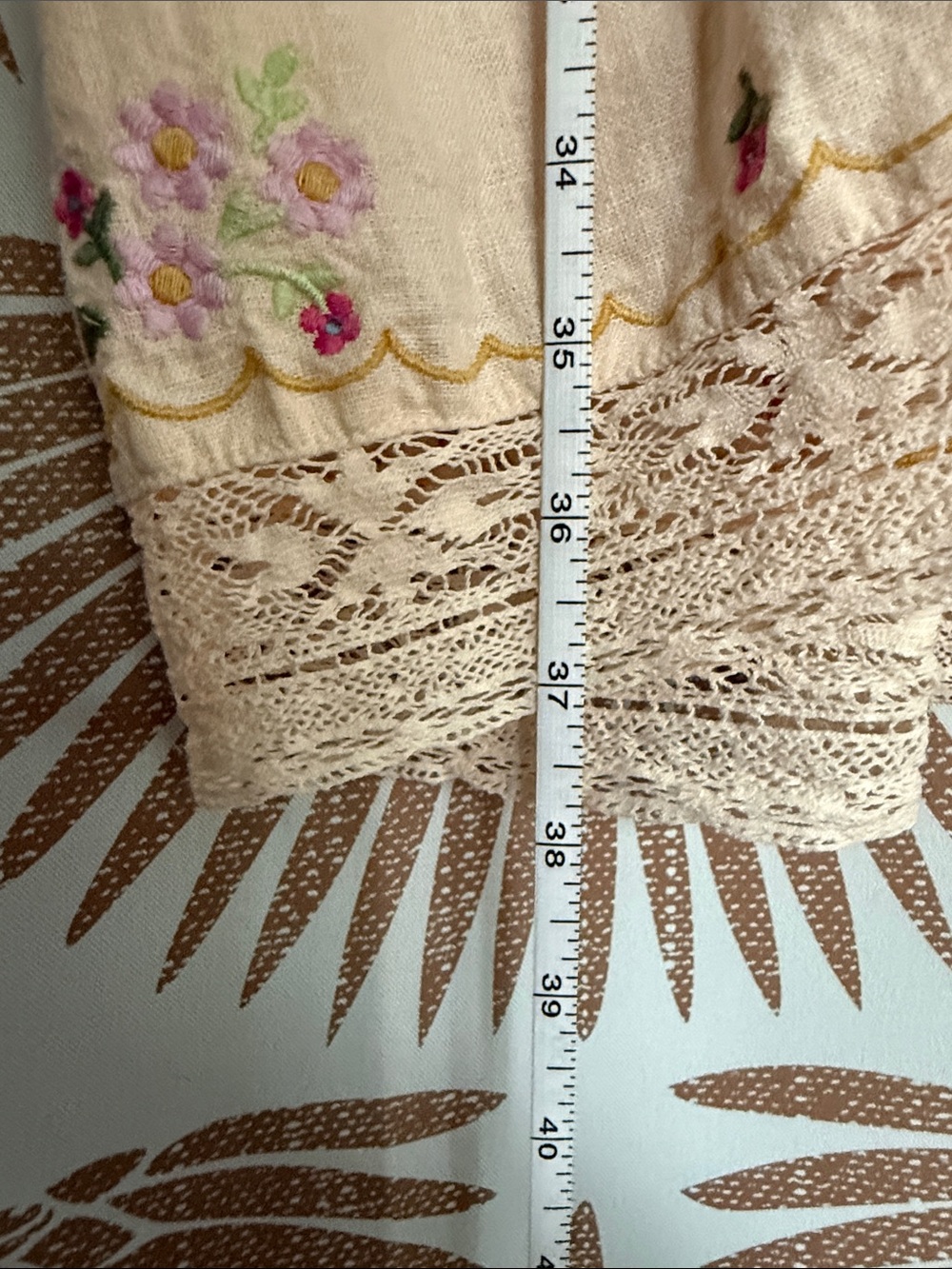 Anthropologie linen embroidered crochet dress 20w 2x - Picture 15 of 16